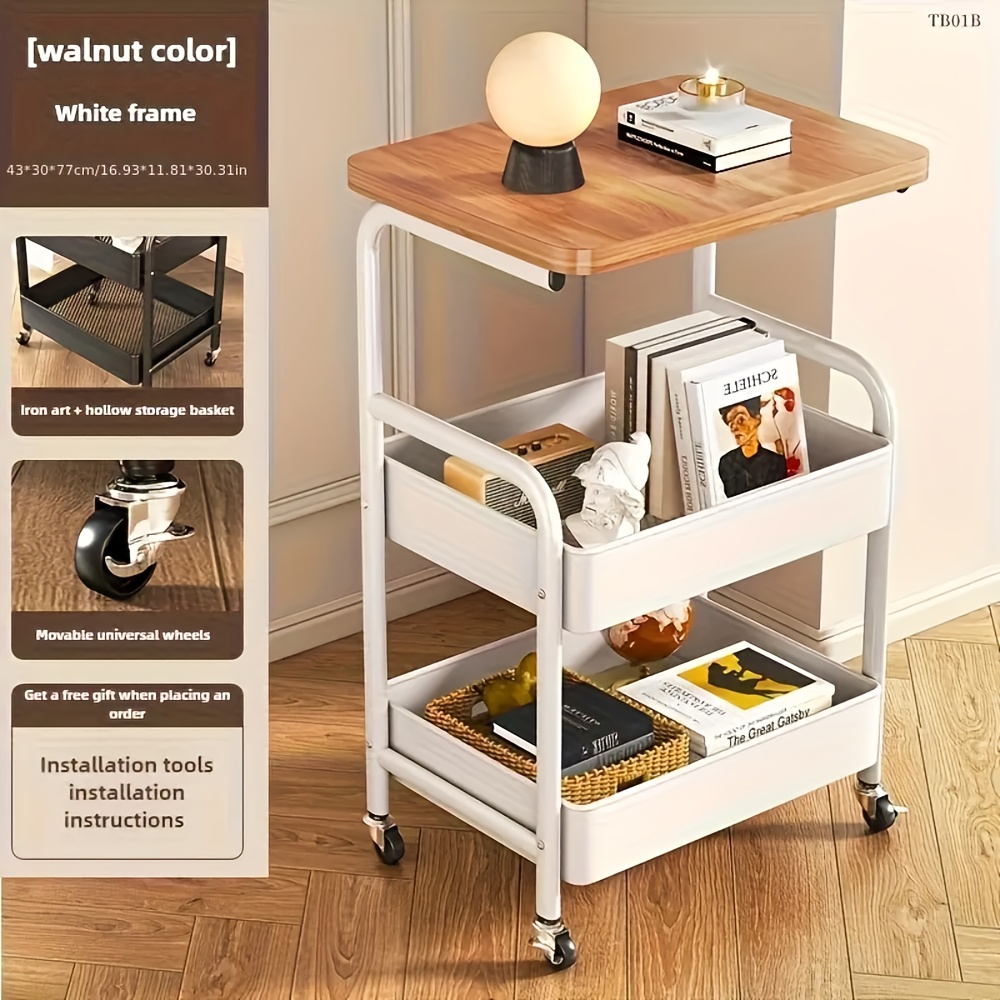 Metal Photo Panel - 3-Tier Rolling Cart with Tabletop, Metal