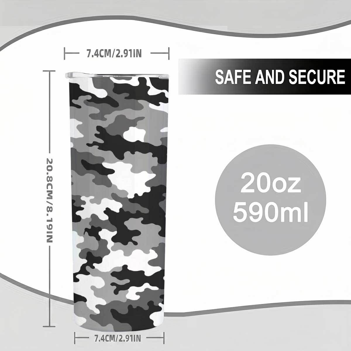 1pc 20Oz Gray Black White Camo - огляд і ціна Tumbler 20Oz White